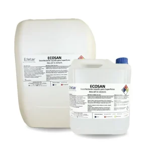 dos bidones de amonio cuaternario de 5 litros y 20 litros